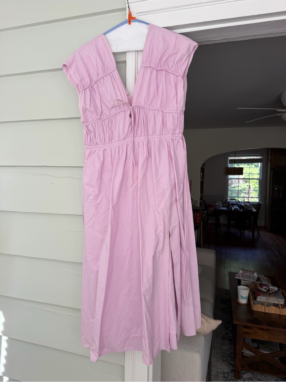 Astr Pink Midi Dress with Gathered Waist